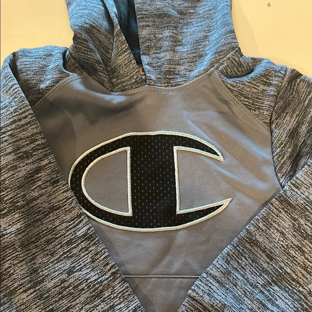 Champion Gray Black Logo Sweatshirt Hoodie Kids